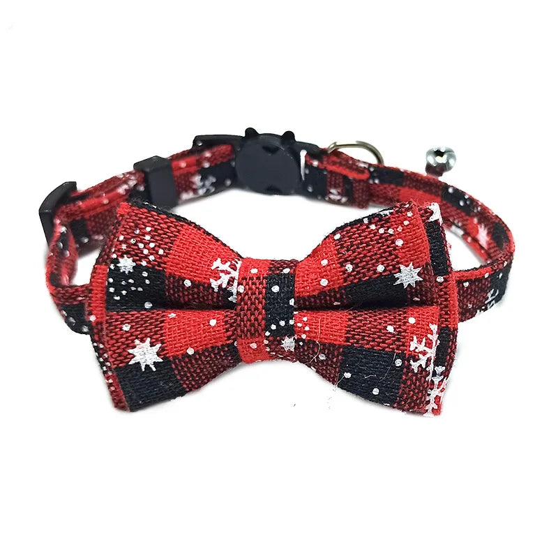 Cute Plaid Pet Collar with Bow Tie & Bell