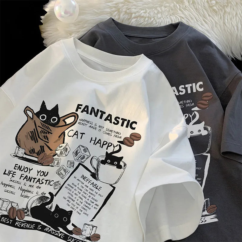 T-shirt sur le thème du chat heureux