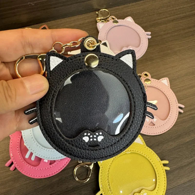 Pendentif de sac photo en cuir chat