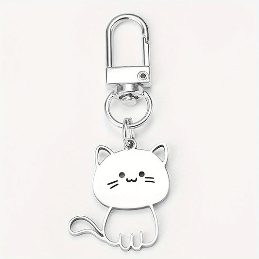Porte-clés chat en acier inoxydable
