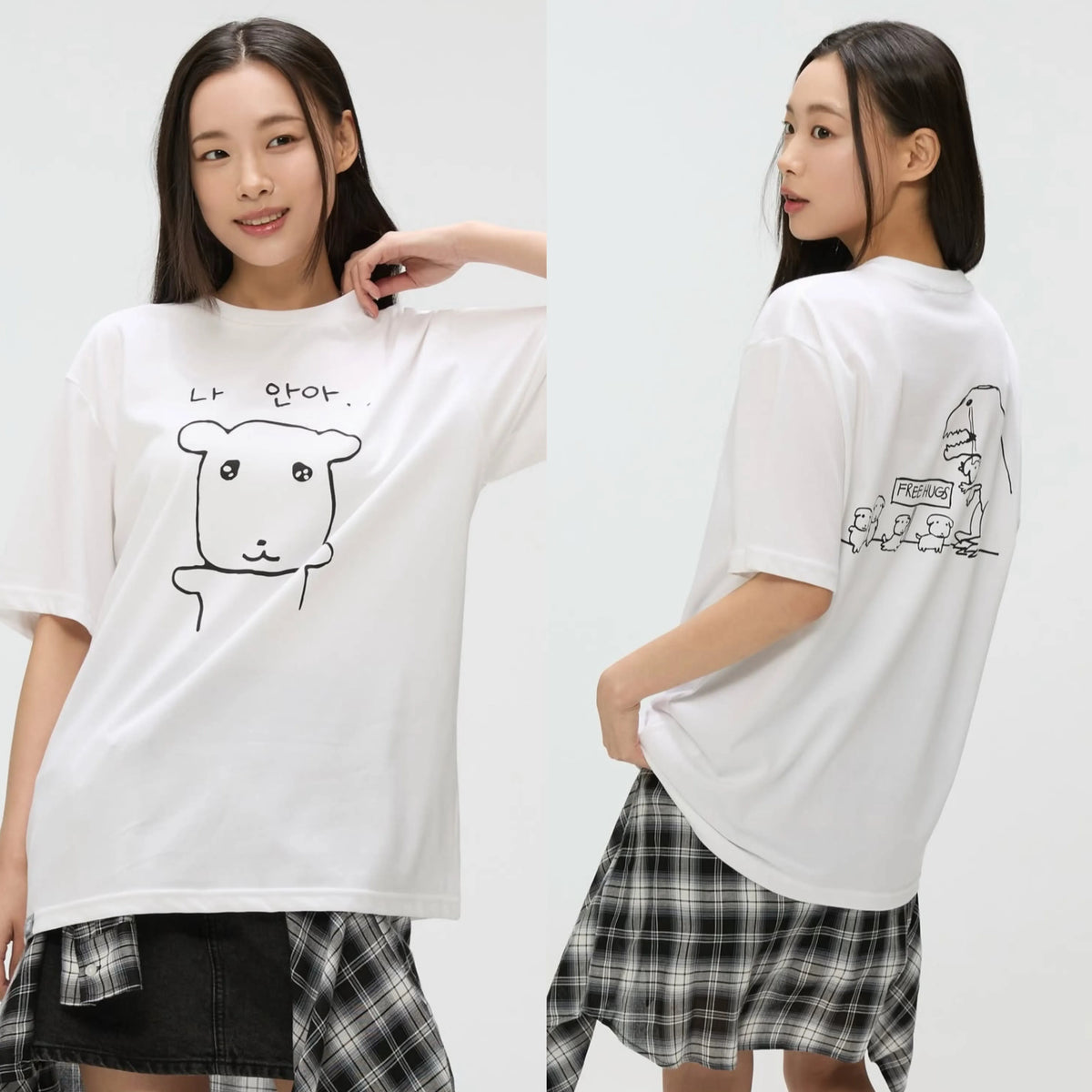 Unisex Dog and Cat Sketch Graphic Cotton T-Shirt