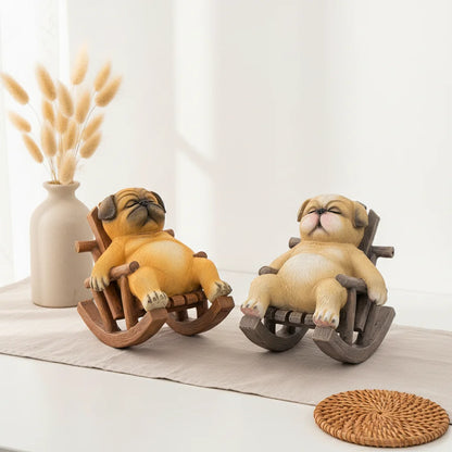 Pug on Rocking Chair Figurine