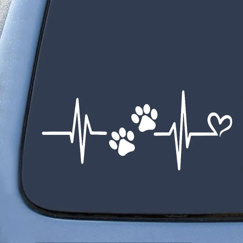 Heartbeat Paw Print Car Decal