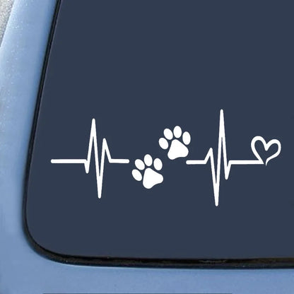 Heartbeat Paw Print Car Decal