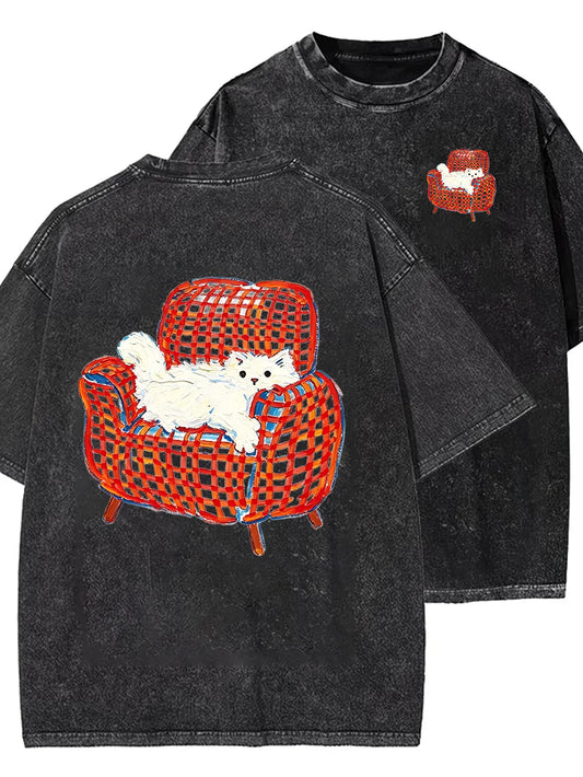 Cat Vintage Washed T-Shirt