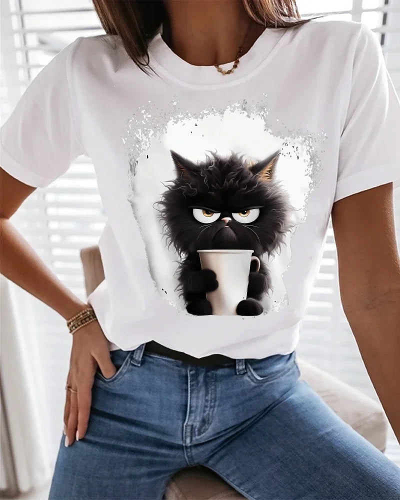 Camisa diária feminina Black Cat