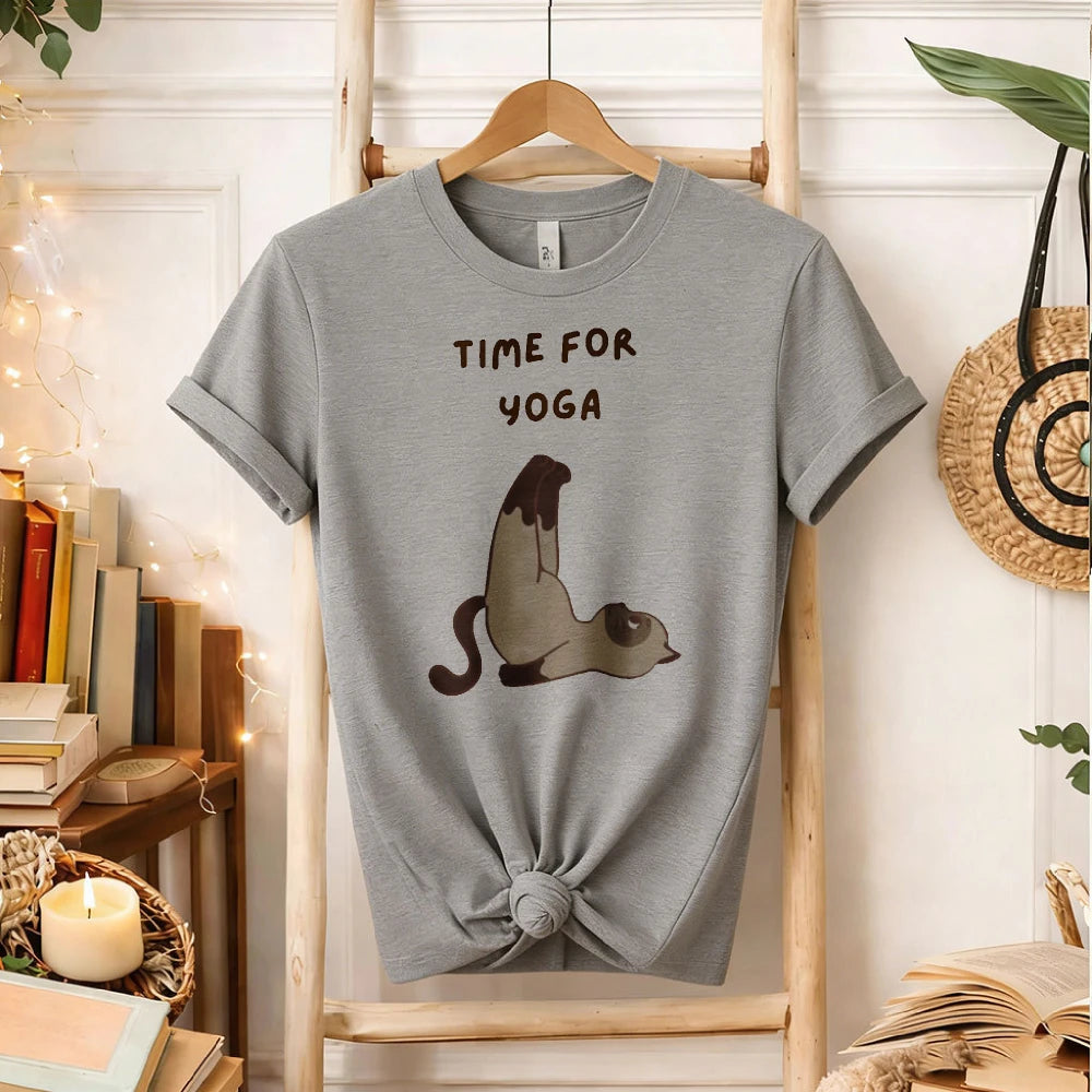 Women's Time for Yoga Siamese Cat T-Shirt