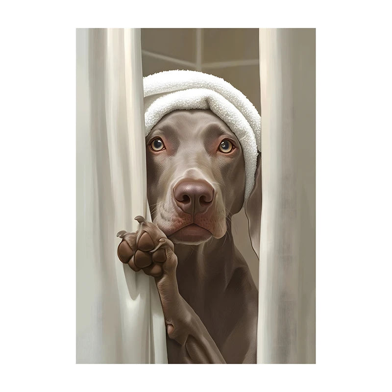 Art mural mignon de serviette de chiens de douche