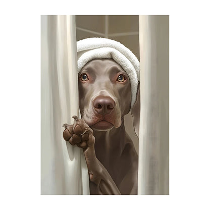 Art mural mignon de serviette de chiens de douche