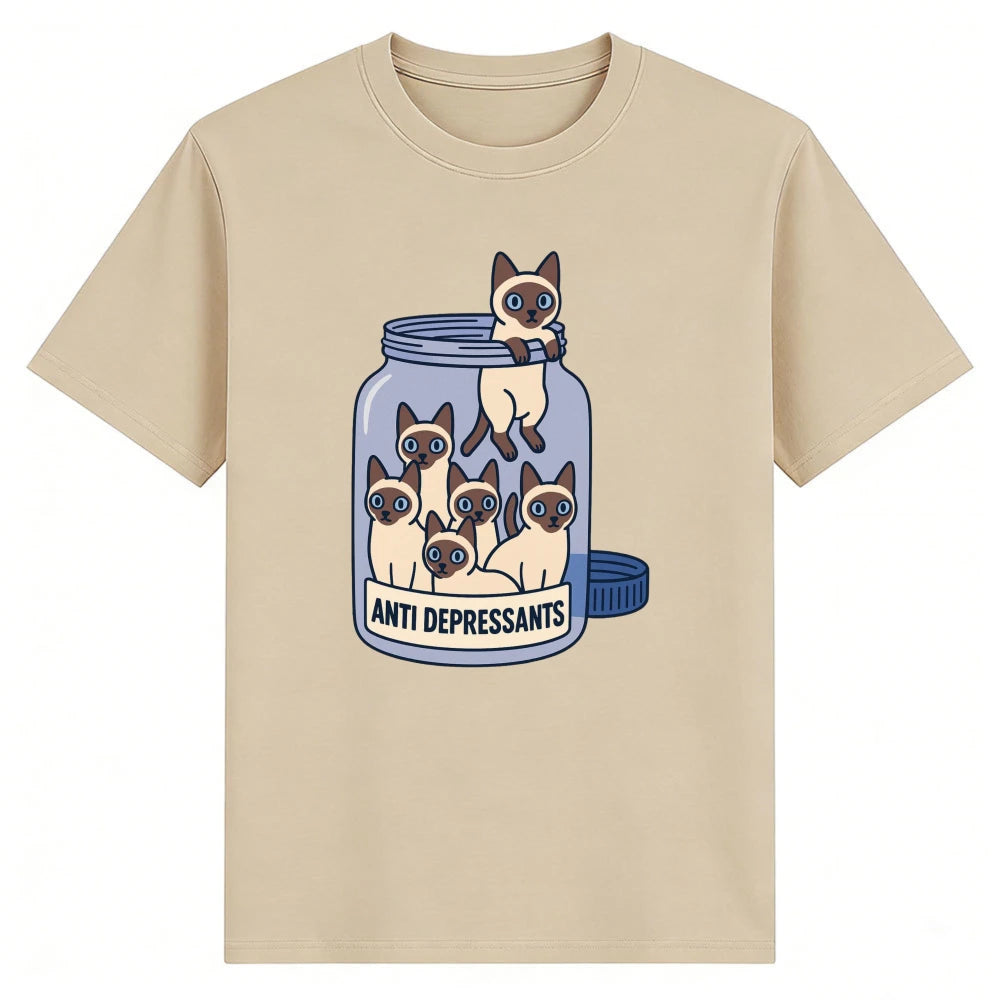 Siamese Cat Jar "Anti Depressants" Cotton Shirt
