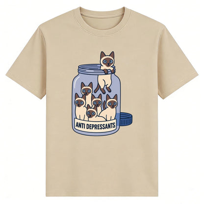 Siamese Cat Jar "Anti Depressants" Cotton Shirt