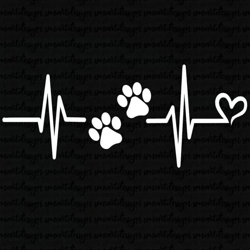 Heartbeat Paw Print Car Decal
