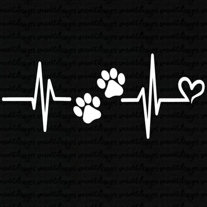 Heartbeat Paw Print Car Decal