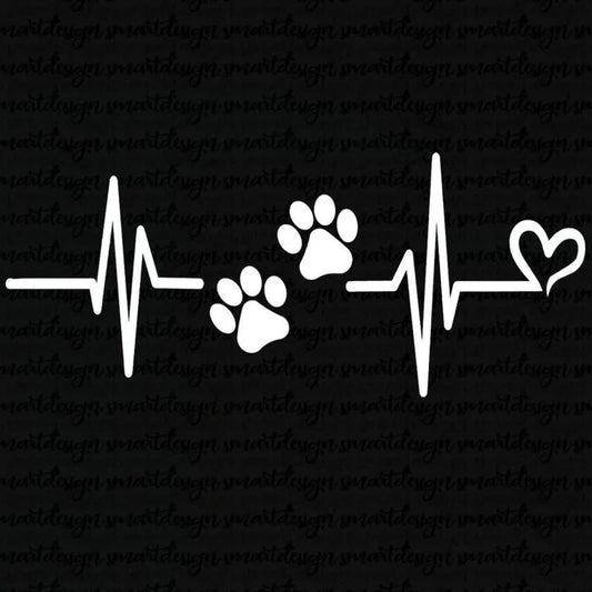 Heartbeat Paw Print Car Decal