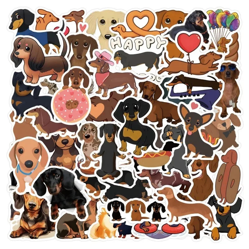 Adorable Cartoon Dachshund Stickers Pack