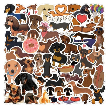 Adorable Cartoon Dachshund Stickers Pack