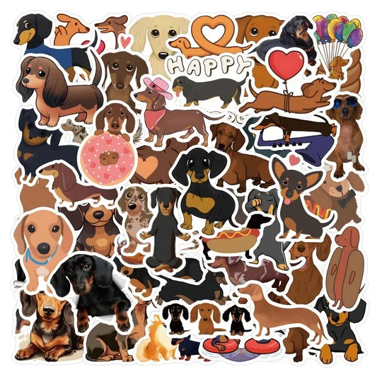 Adorable Cartoon Dachshund Stickers Pack