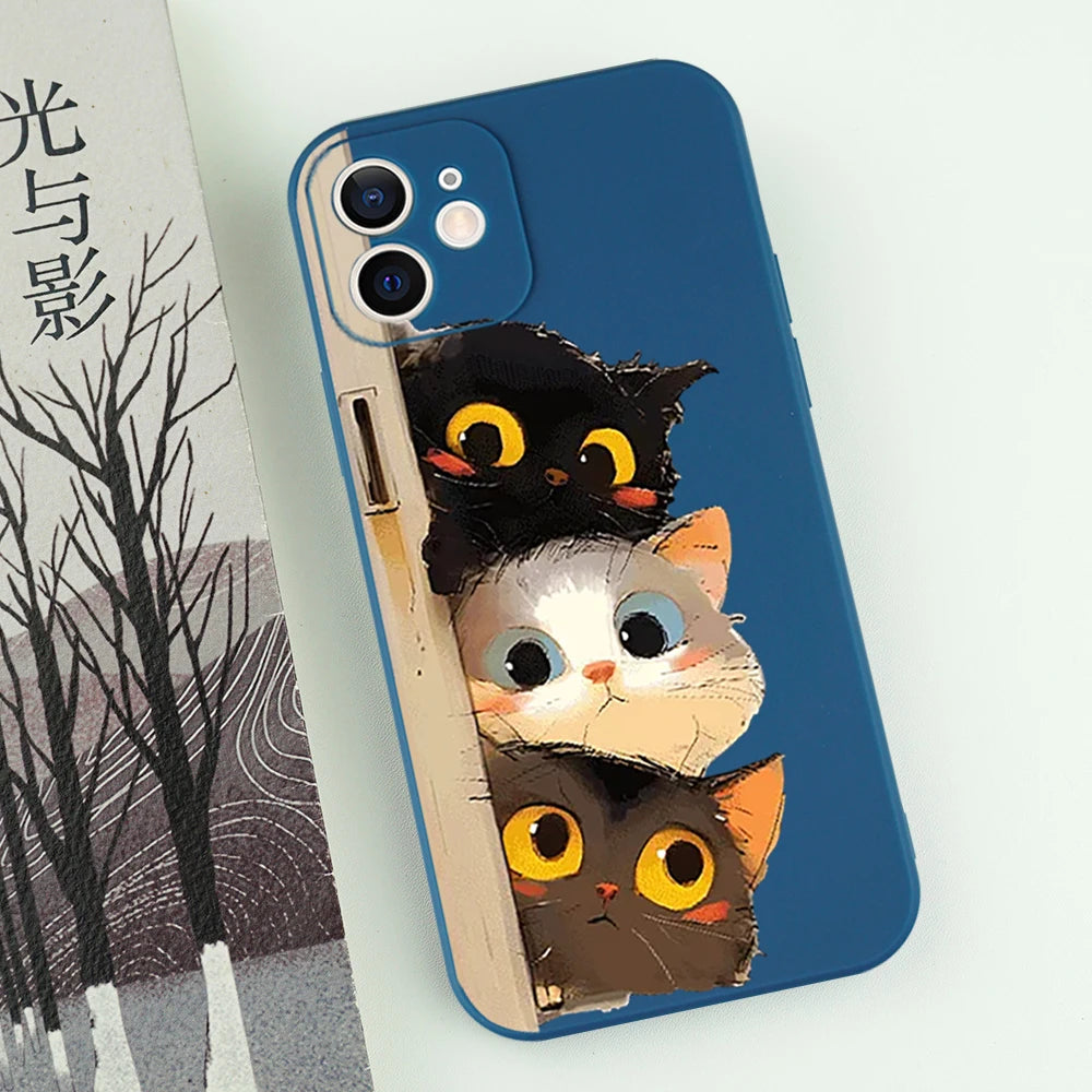 Cartoon Cat Printed iPhone Case