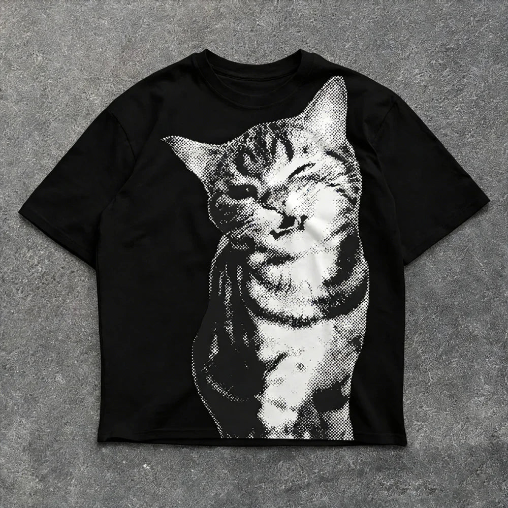 Cat Print Streetwear Shirt