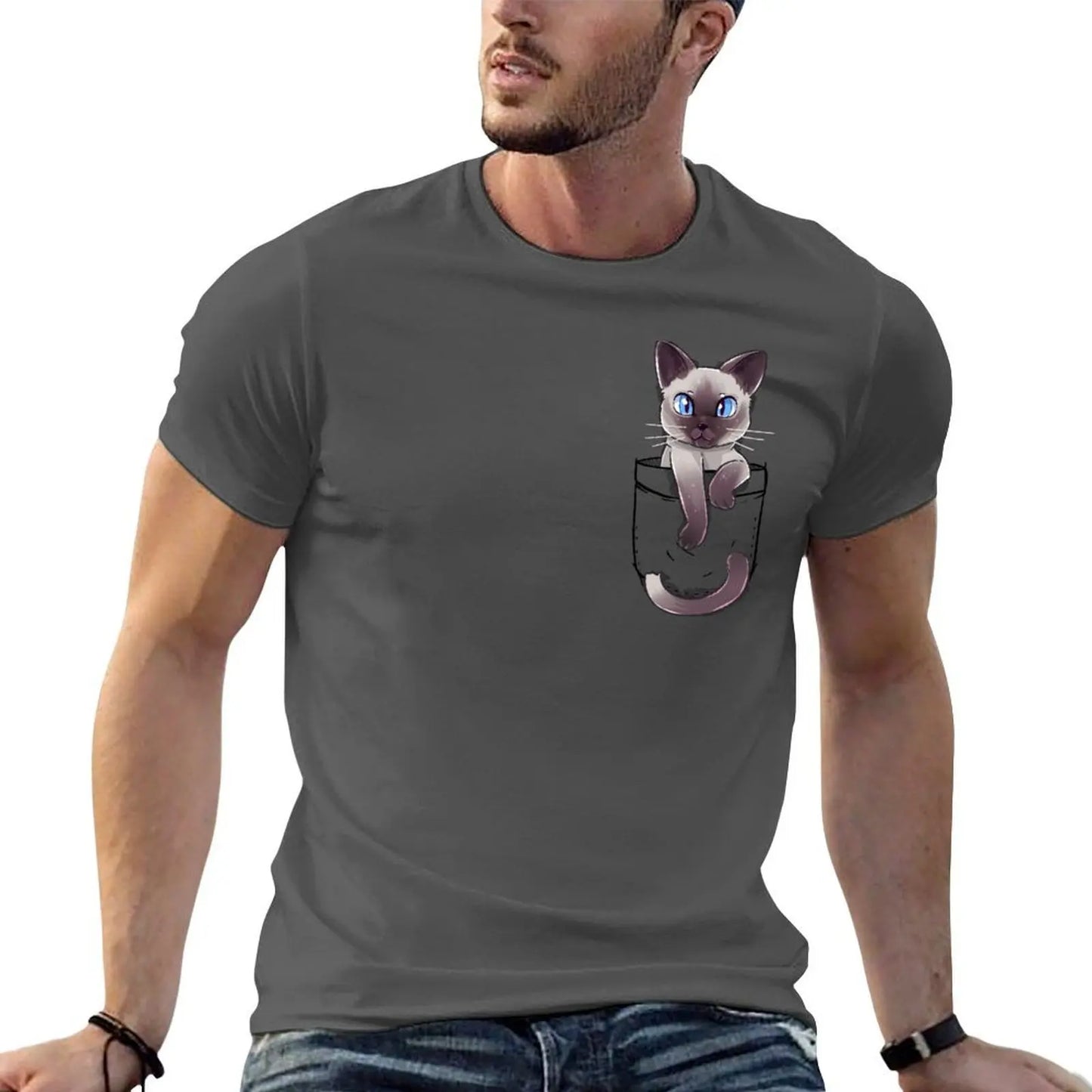 Pocket Cute Siamese Cat T-Shirt
