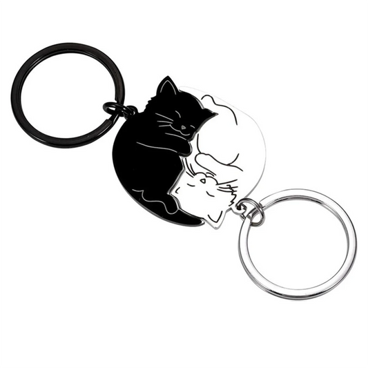 Porte-clés chat couple mignon