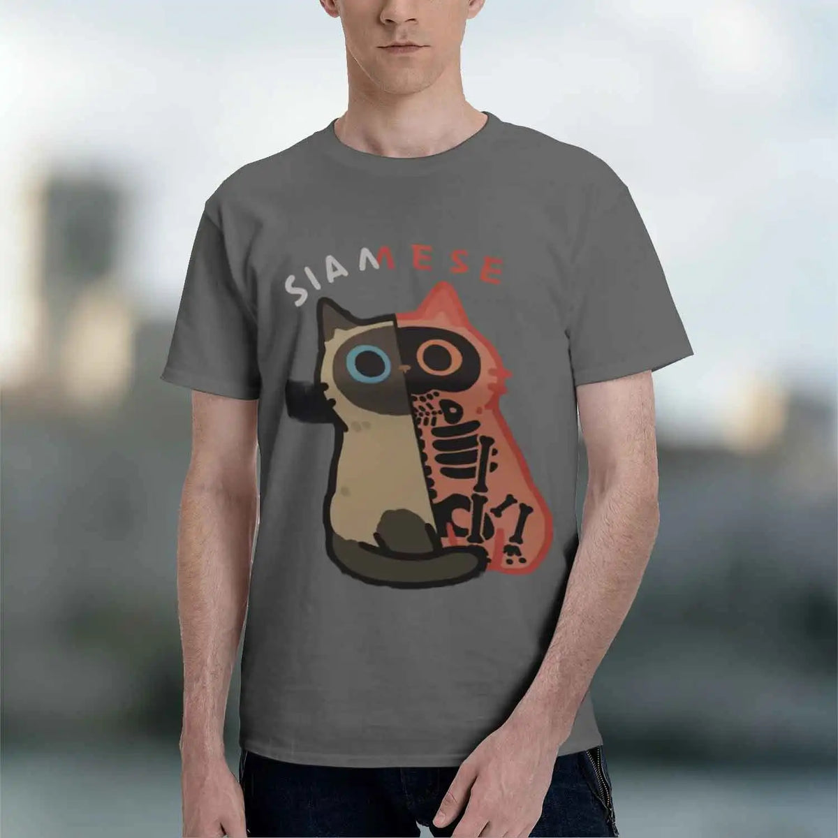Men's Spooky Siamese Cat Graphic T-Shirt