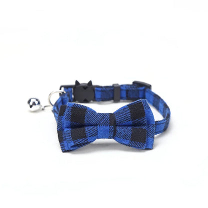 Cute Plaid Pet Collar with Bow Tie & Bell
