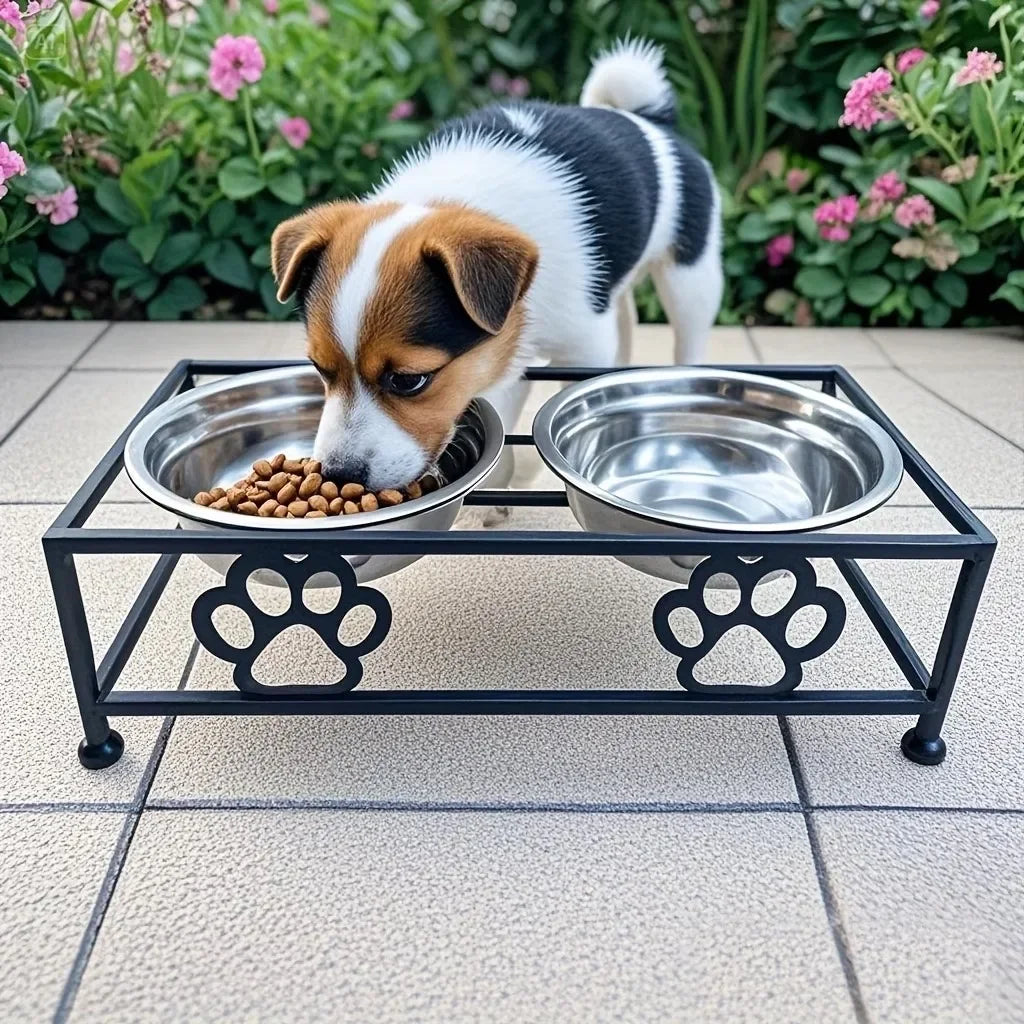 Elevated Pet Feeder with Two Stainless Steel Bowls