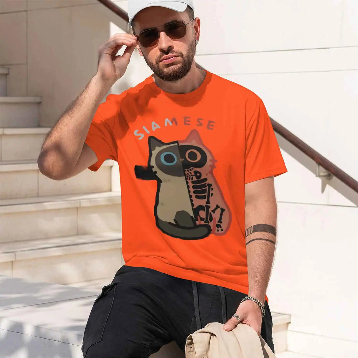 Men's Spooky Siamese Cat Graphic T-Shirt