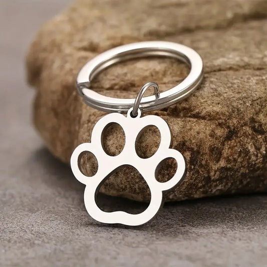 Stainless Steel Dog Paw Keychain