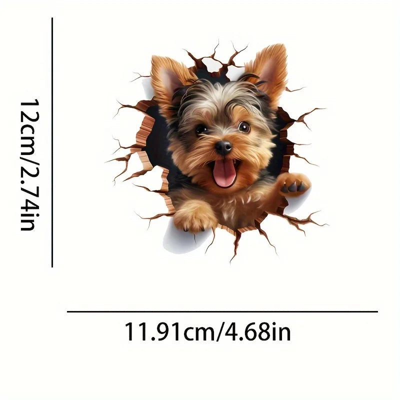 3D-Durchbruchsaufkleber Yorkshire Terrier