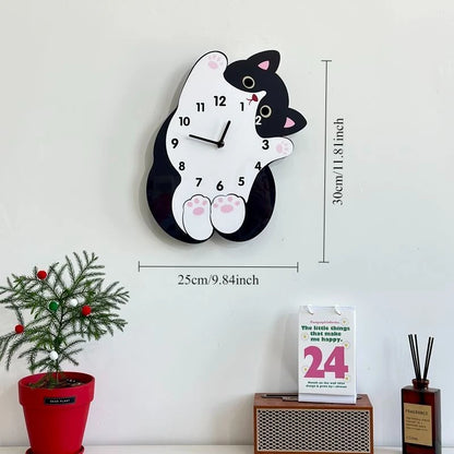 Cute Cat Wall Clock Decor
