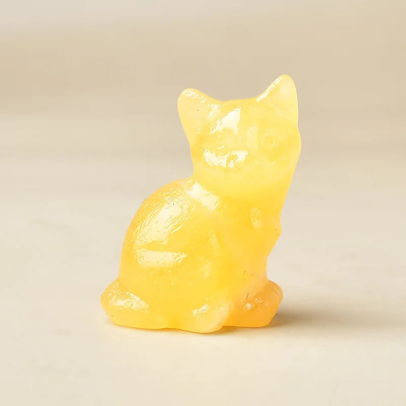 Crystal Carved Cat Decor