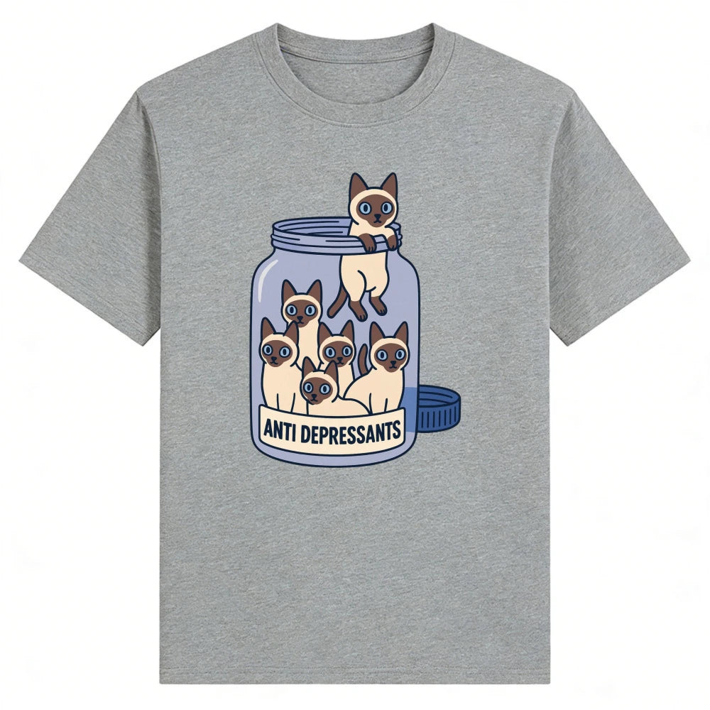 Siamese Cat Jar "Anti Depressants" Cotton Shirt