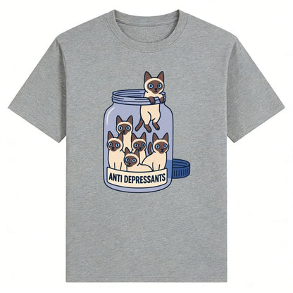 Siamese Cat Jar "Anti Depressants" Cotton Shirt