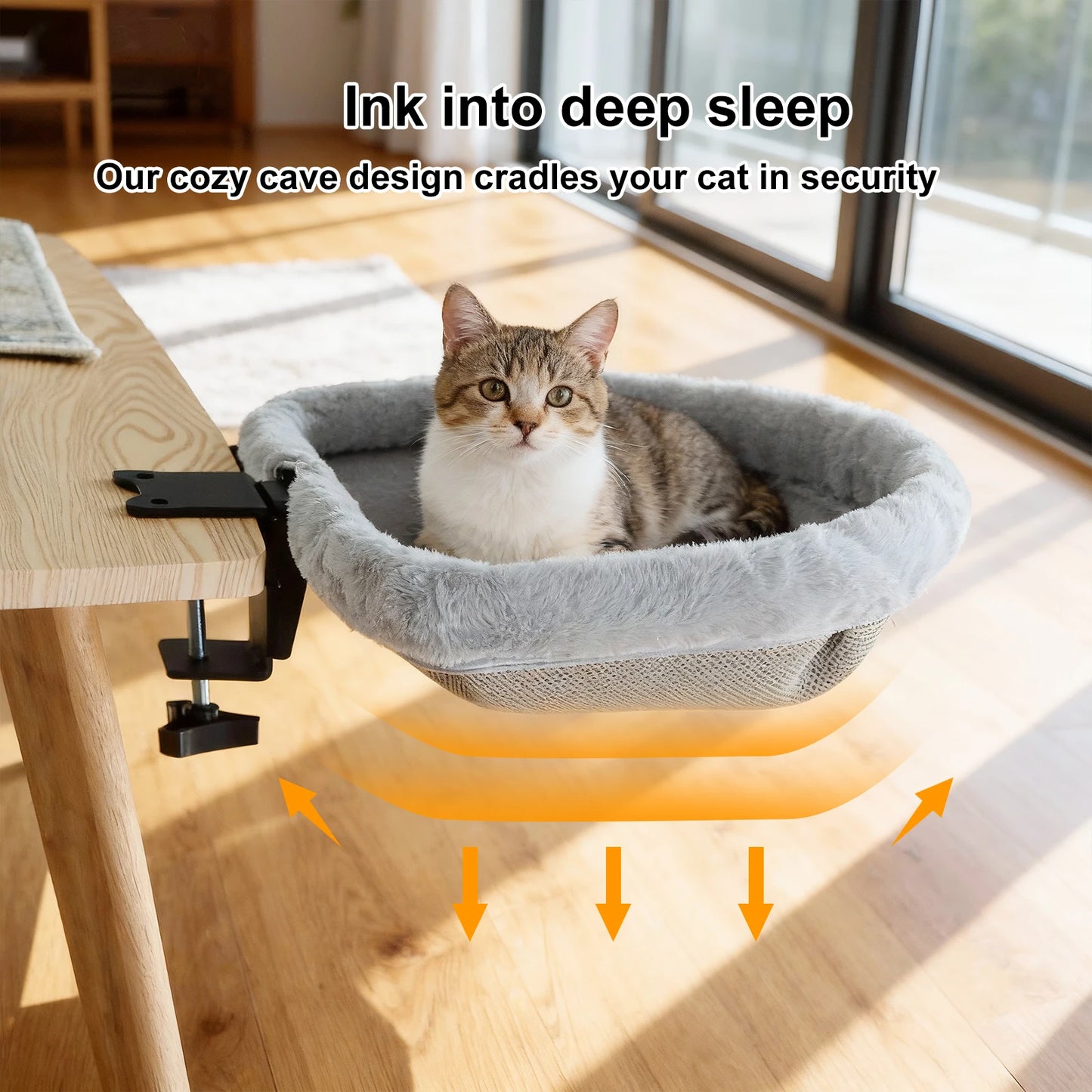 Desk-Mounted Cat Hammock Bed