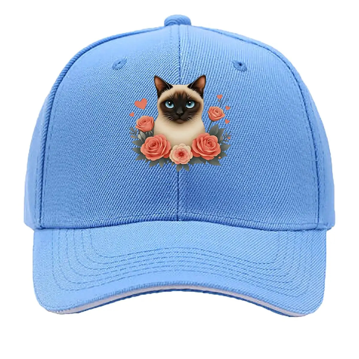 Gatto siamese con cappuccio di rose