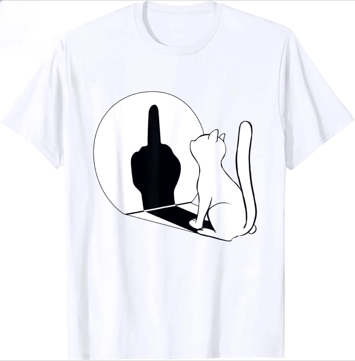 Women's Cat Graphic T-Shirt with Funny Shadow Print