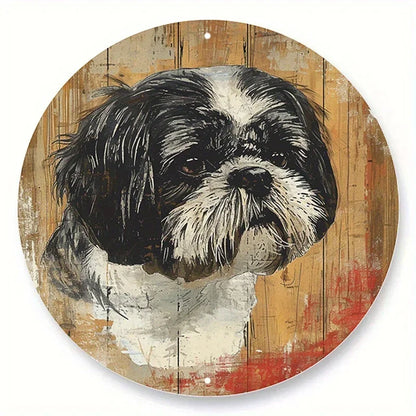 Plaques circulaires de portrait de chien de style vintage