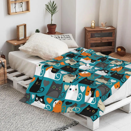 Cat Blanket Soft Cozy Flannel