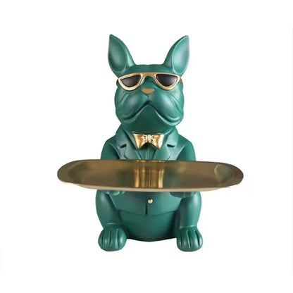 Statue de majordome bouledogue français