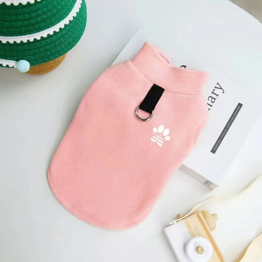Fleece Pet Vest with Paw Detail for Dogs and Cats