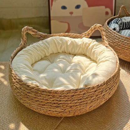 Rattan Weaving Cat Basket Pet