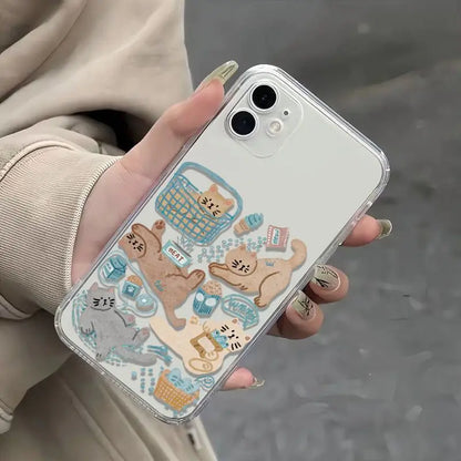 Cartoon Cat Transparent iPhone Case