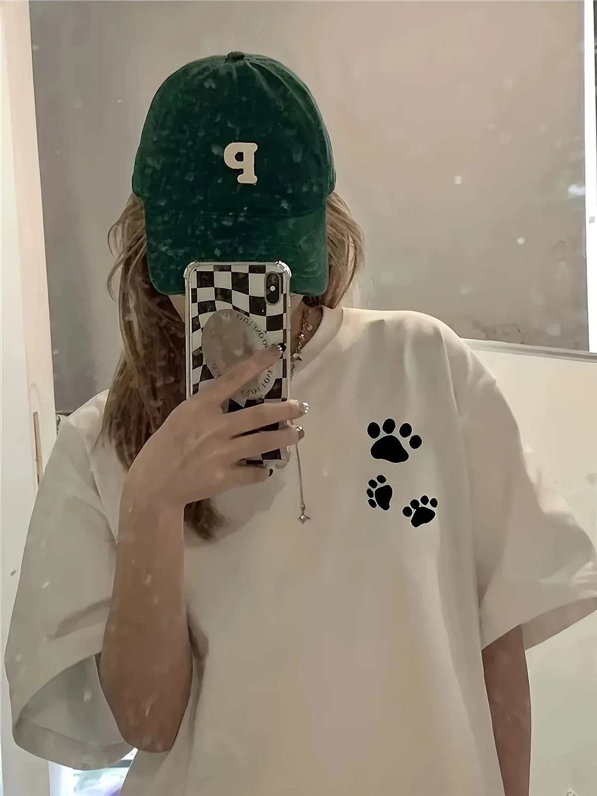 Women's Paw Print T-Shirt with Front and Back Graphics