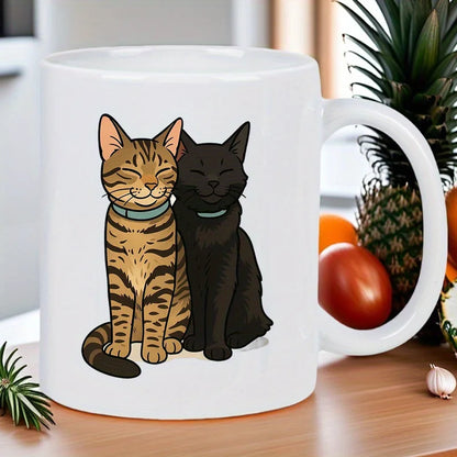 แก้วมัคเซรามิคสีขาว Cat Duo น่ารัก