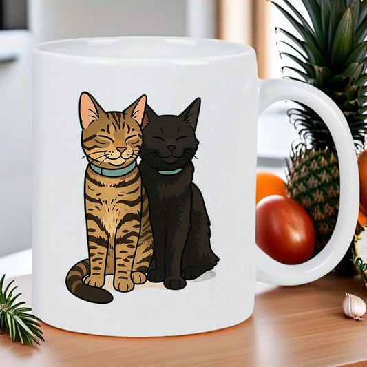 Cute Cat Duo Ceramic White Mug
