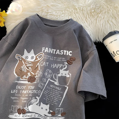 T-shirt sur le thème du chat heureux
