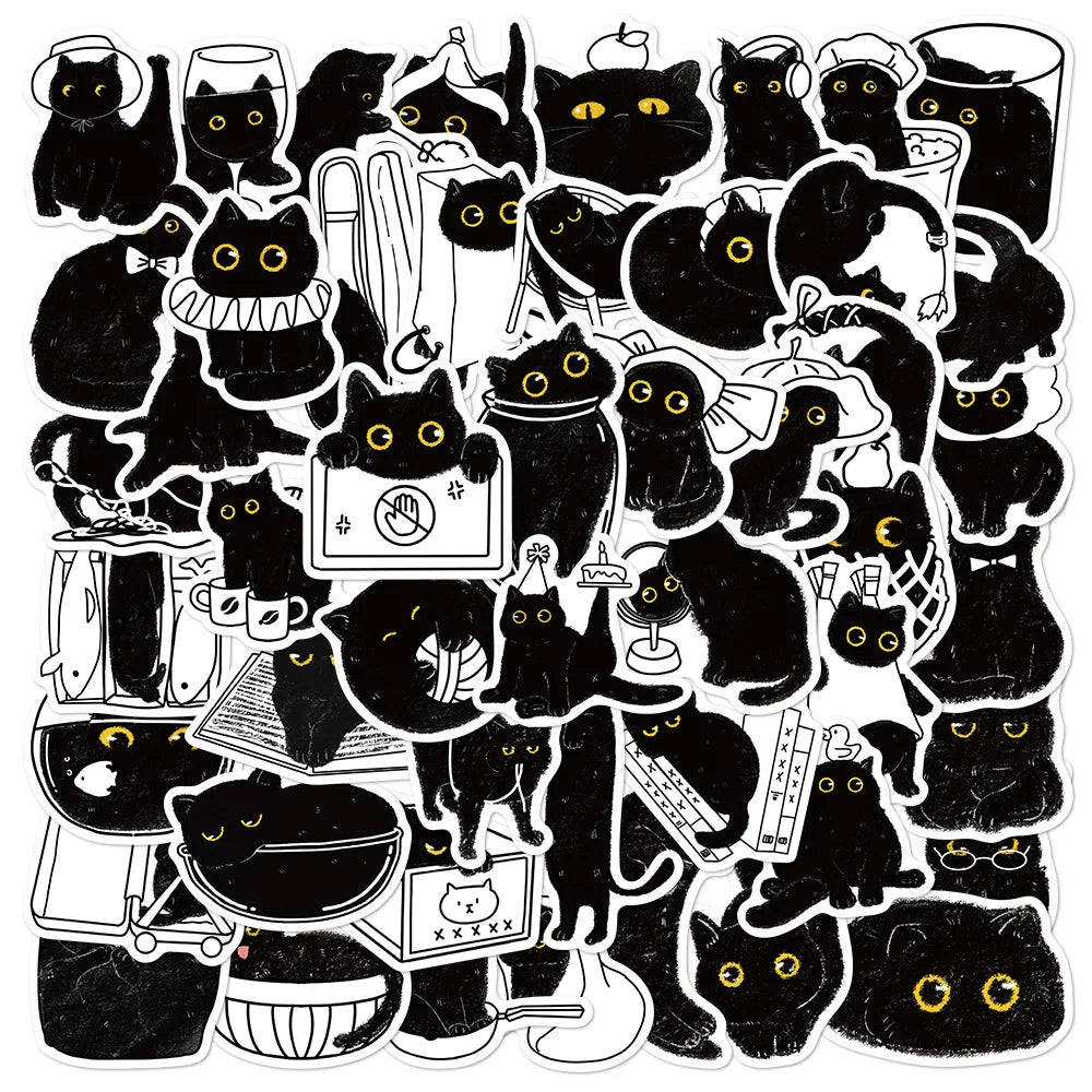 Minimalist Black Cat Stickers Pack