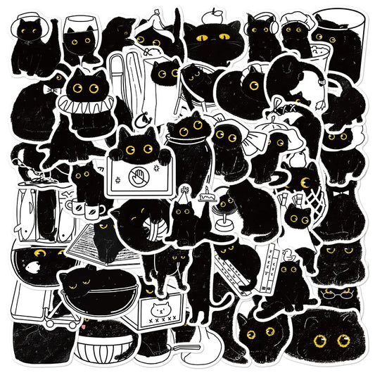 Minimalist Black Cat Stickers Pack